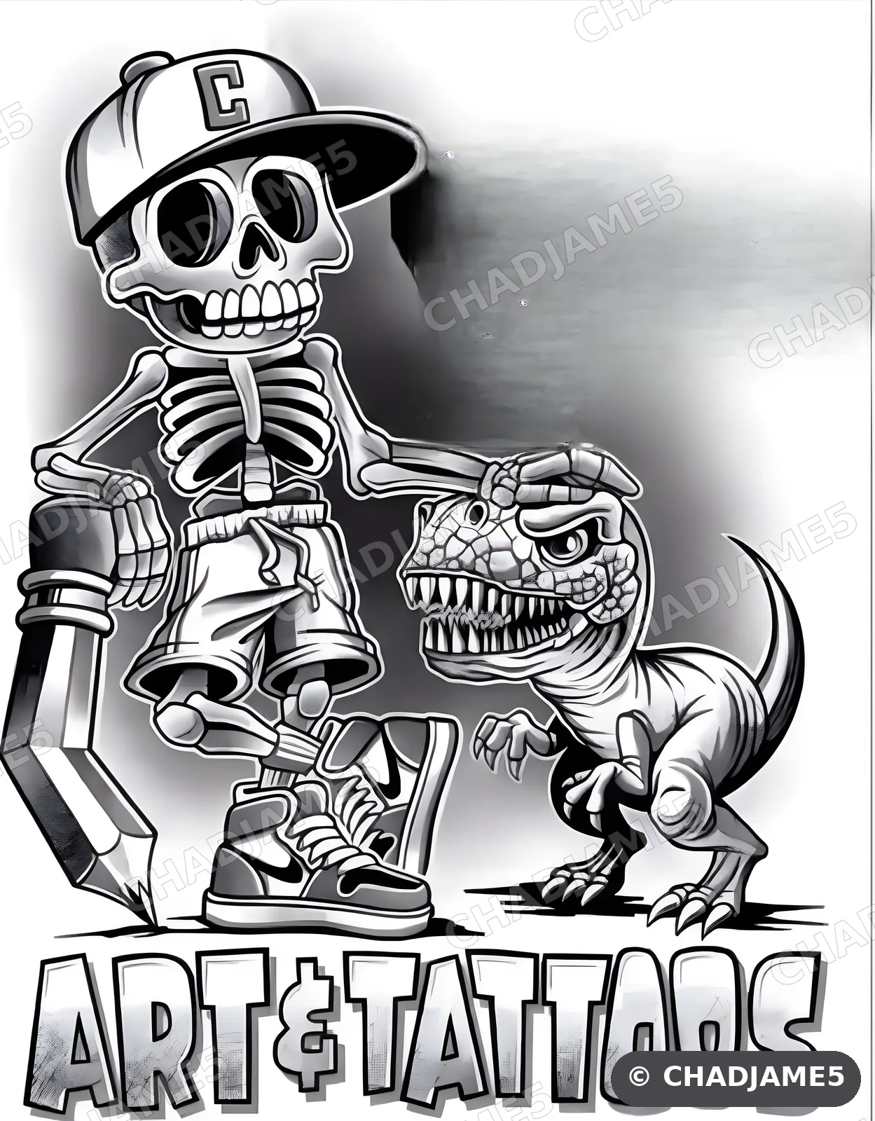 Skeleton, Rex and Pencil