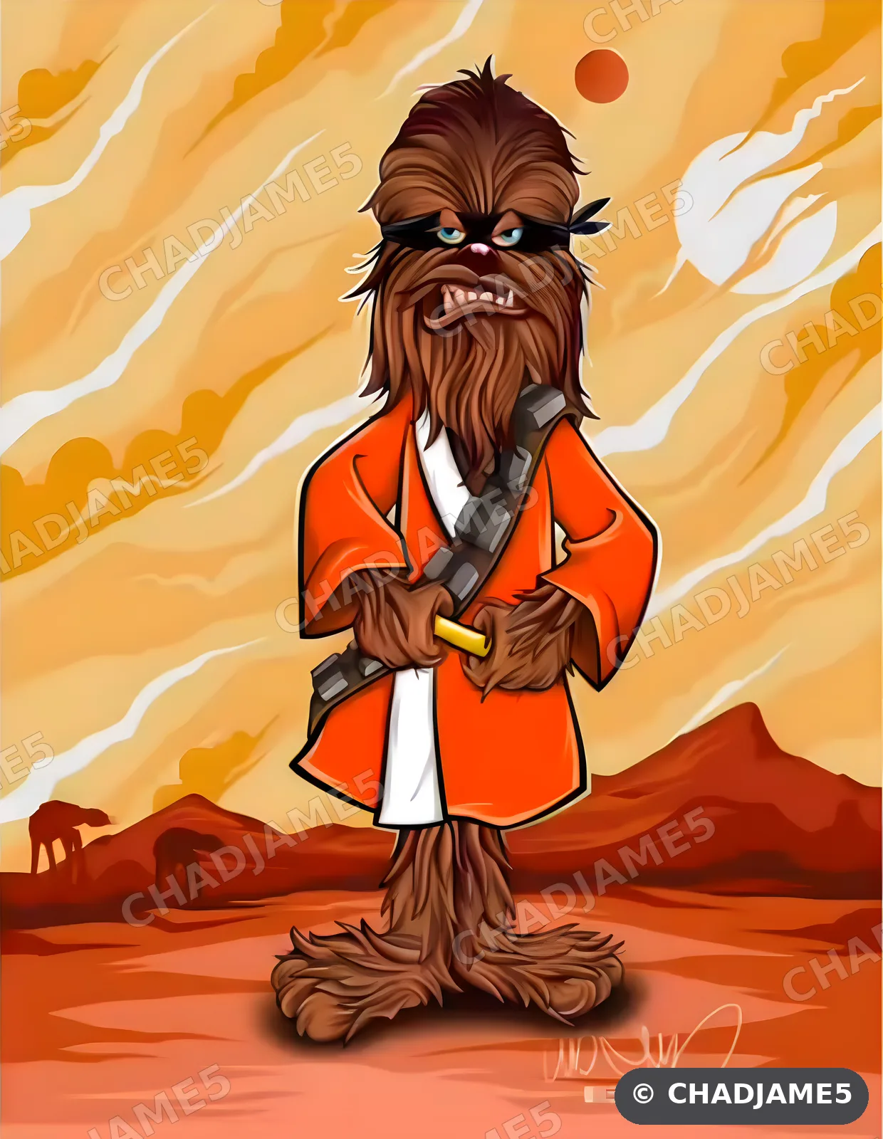 Chewie in a Robe