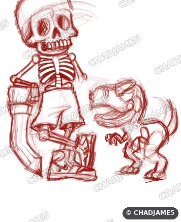 Skeleton and Rex Sketch