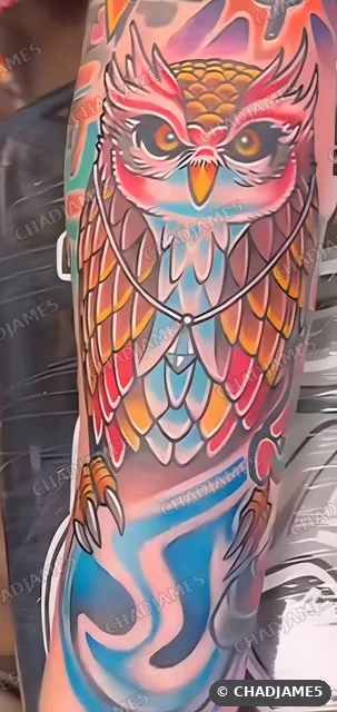 Owl and Waves Sleeve