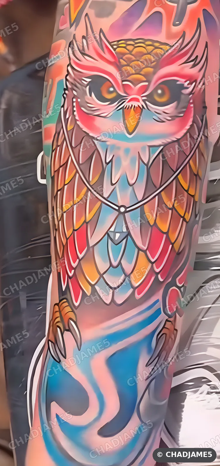 Owl and Waves Sleeve