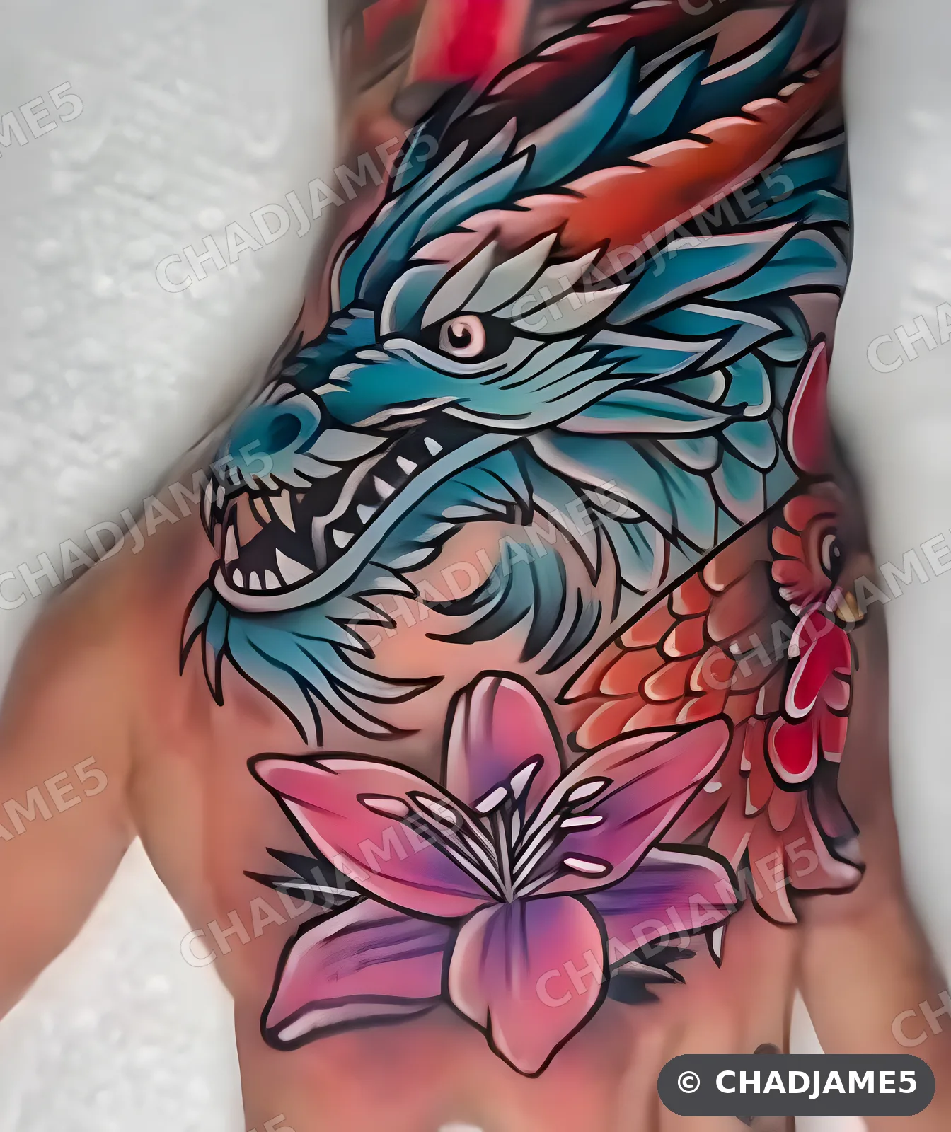 Dragon and Lily Hand